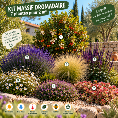 COPIE Kit Massif Dromadaire / Massif sec & �conome en eau : 7 plantes pour environ  2 m�
