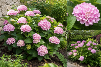 Hydrangea macrophylla \'Magical Revolution Rose\' ��: taille 20/30 cm � pot de 2 litres