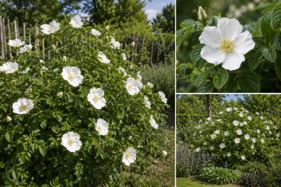 Rosier Rugosa \'Alba\' : taille 30/40 cm - racines nues