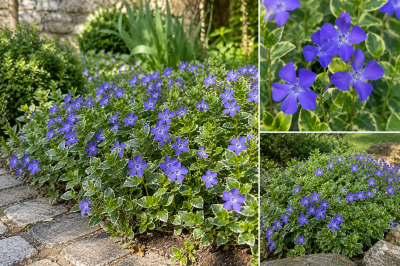 Vinca minor \'Ralph Shugert\' / Petite pervenche panach�e�: godet de 9x9 cm - 0,6 litre